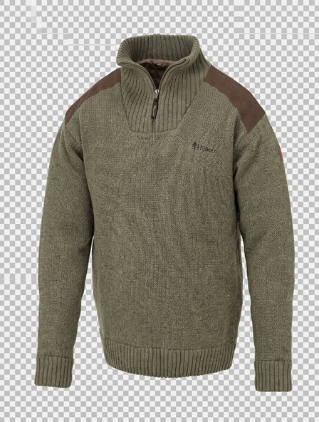Pinewood_Sweater_in_an_olive_green_knit_with_dark_shoulder_patches